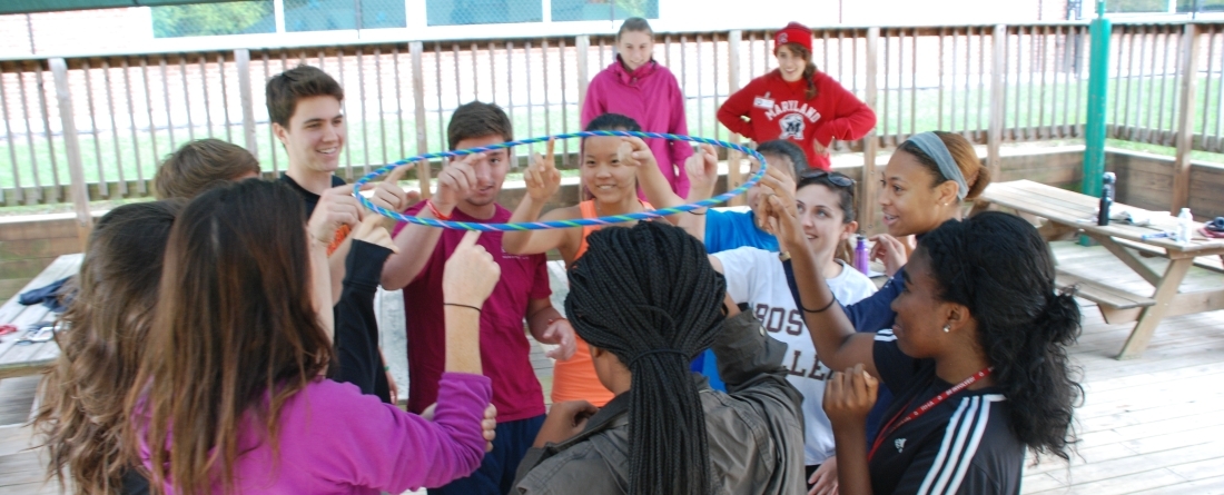 Students participating in group excercise