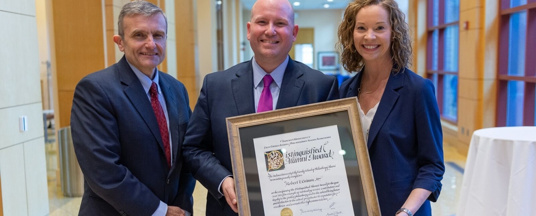 Bob Grimm accepts Distinguished Alumni Award from Indiana University