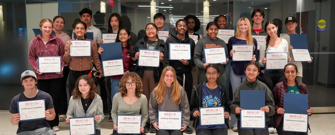 Changemaker Pathway students holding certificates